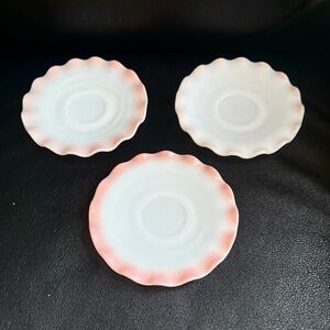 Hazel Atlas pink crinoline saucers